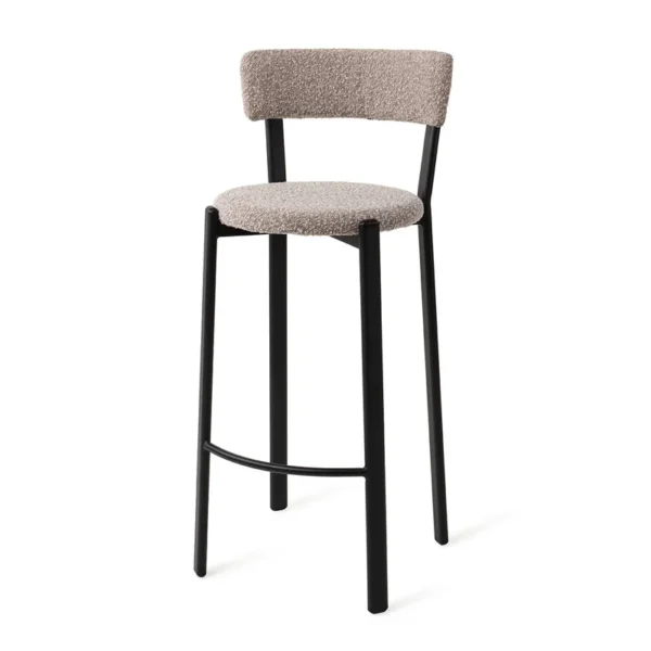 Scaun de bar gri din tesatura boucle Obu L - imagine 2
