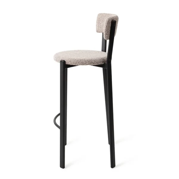Scaun de bar gri din tesatura boucle Obu L - imagine 3