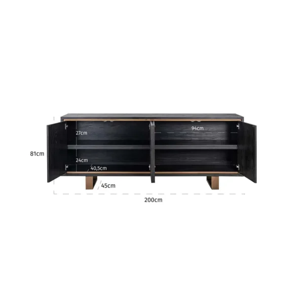 Bufet inferior negru din inox si furnir de stejar Hunter - imagine 5