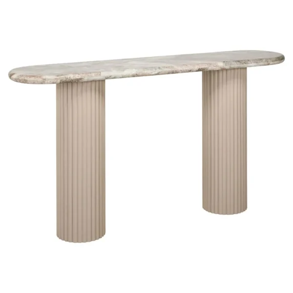 Consola bej/maro din MDF si marmura Coronel