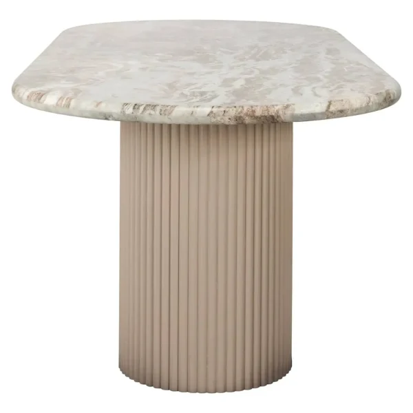 Masa dining ovala bej/maro din MDF si marmura Coronel - imagine 4