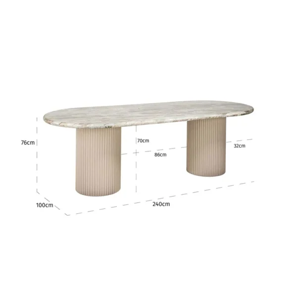 Masa dining ovala bej/maro din MDF si marmura Coronel - imagine 8