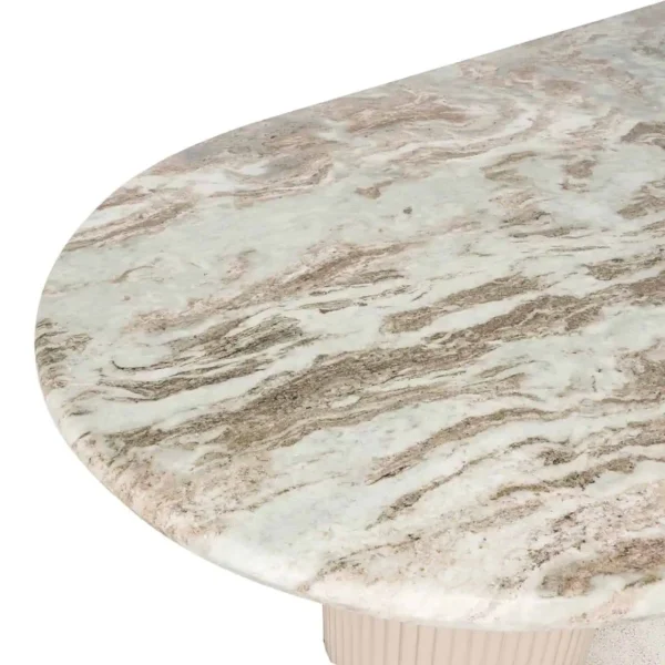 Masa dining ovala bej/maro din MDF si marmura Coronel - imagine 5