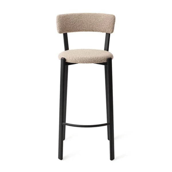 Scaun de bar bej din tesatura boucle Obu L