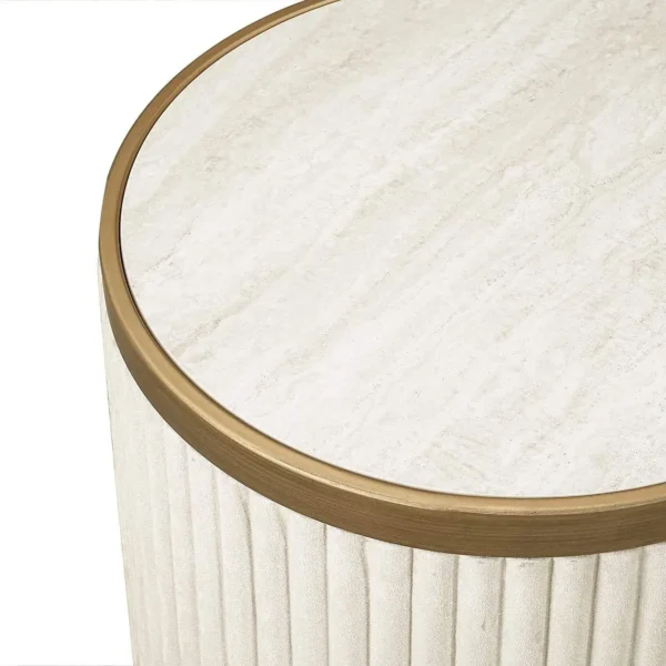Set 2 mese laterale bej auriu din fier si ceramica Tivoli - imagine 6