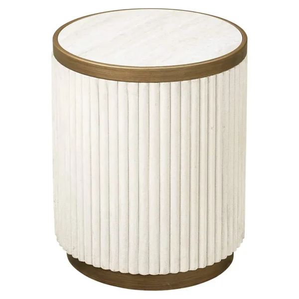 Set 2 mese laterale bej auriu din fier si ceramica Tivoli - imagine 3