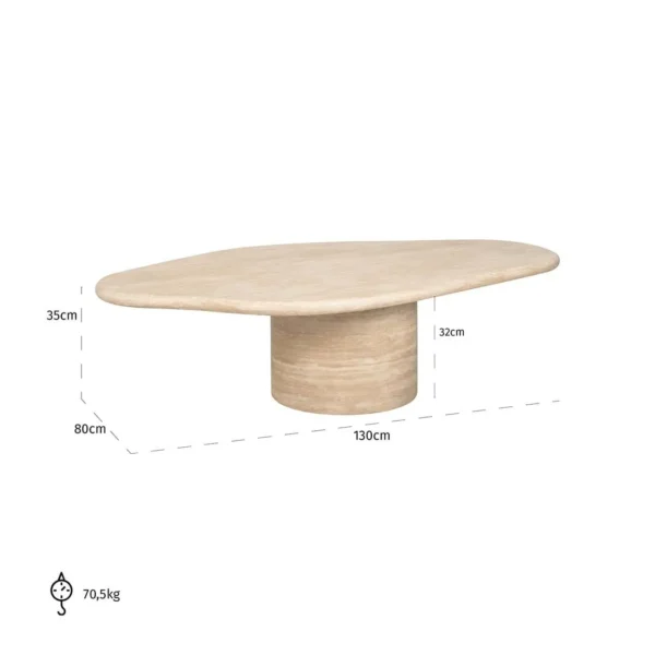 Masa de cafea bej natur din travertin Fictus - imagine 5