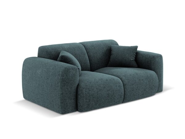 Canapea albastru petrol 2 locuri din tesatura chenille Nolio - imagine 3