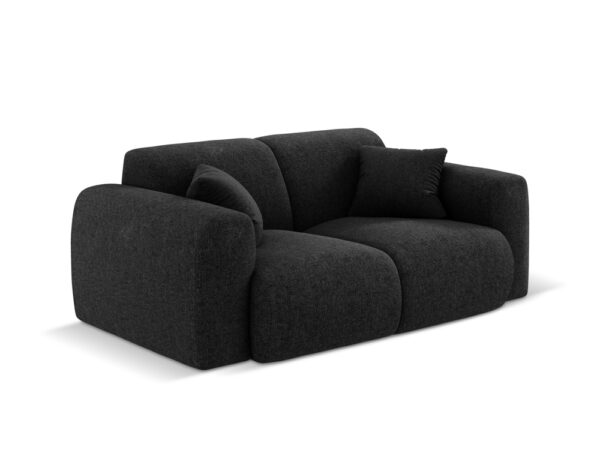 Canapea neagra 2 locuri din tesatura chenille Nolio - imagine 3