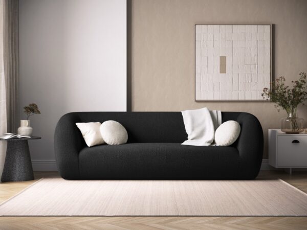 Canapea 3 locuri neagra din tesatura boucle Essen - imagine 2