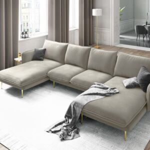 Coltar bej 6 locuri din catifea Vienna