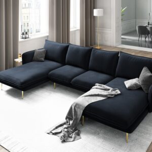 Coltar albastru indigo 6 locuri din catifea Vienna