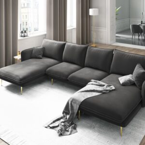 Coltar gri inchis/auriu 6 locuri din catifea Vienna