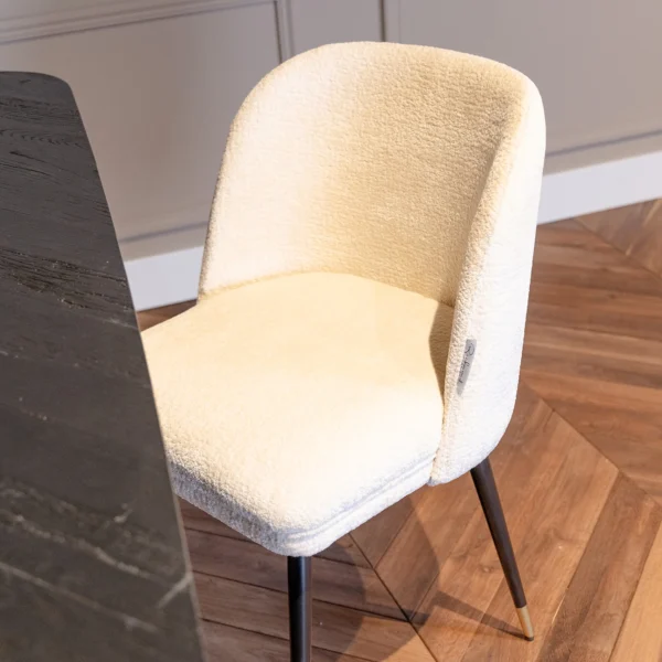 Scaun dining alb din tesatura chenille Alicia - imagine 10