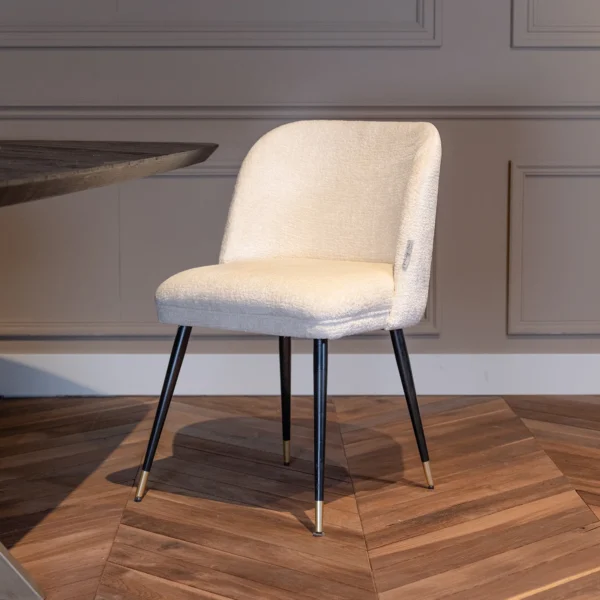 Scaun dining alb din tesatura chenille Alicia - imagine 2