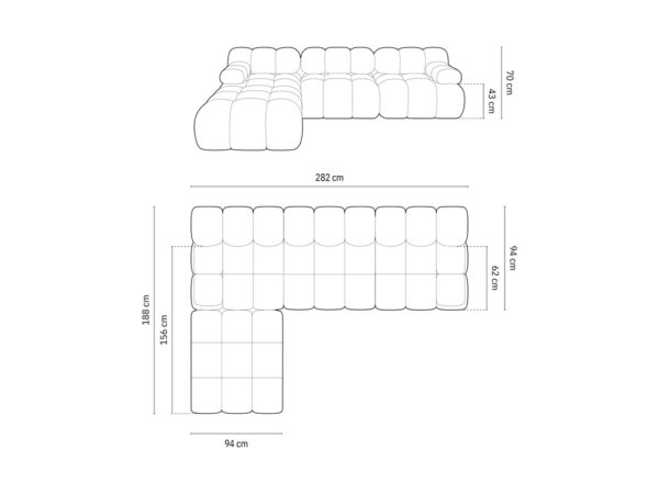 Coltar modular 4 piese caramiziu din catifea Georgia - imagine 10
