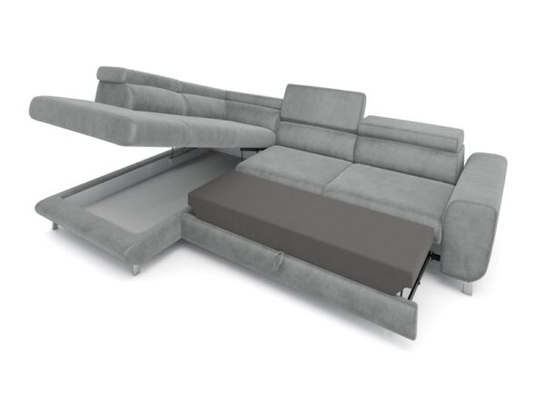 Coltar extensibil gri 5 locuri din catifea Mario - imagine 4