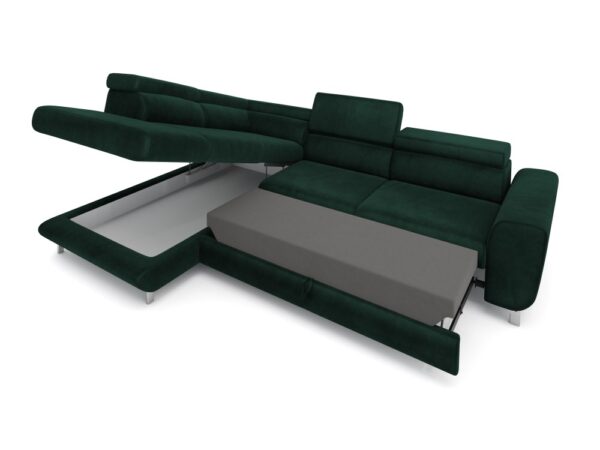 Coltar extensibil verde 5 locuri din catifea Mario - imagine 4