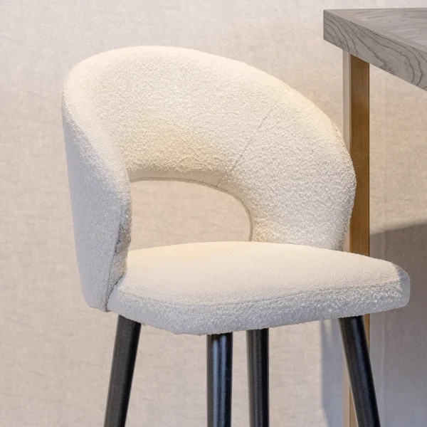 Scaun de bar alb din tesatura boucle Savoy S - imagine 9