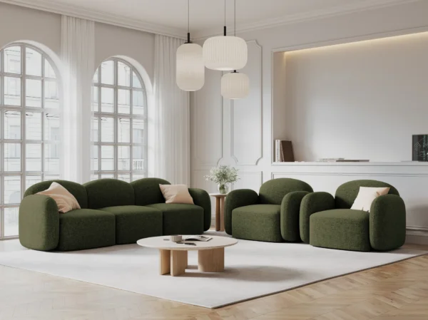 Canapea verde inchis 3 locuri din tesatura chenille Blair - imagine 2