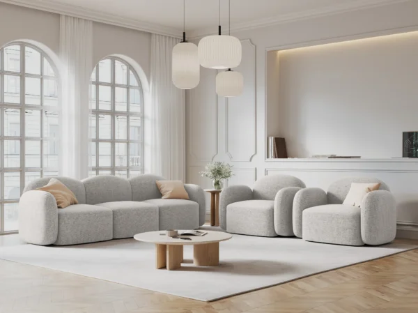 Canapea gri deschis 3 locuri din tesatura chenille Blair - imagine 2