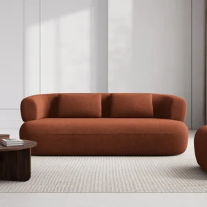 Canapea caramizie din tesatura boucle Jersey