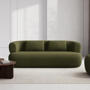 Canapea verde din tesatura boucle Jersey