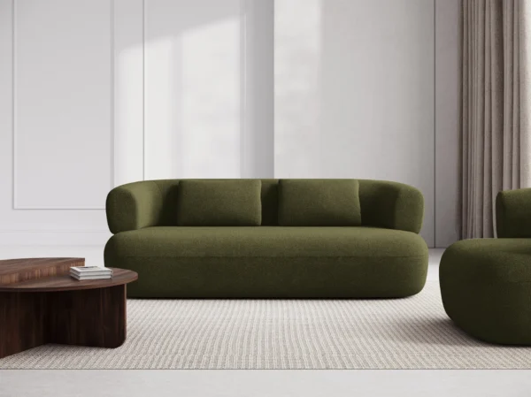 Canapea verde din tesatura boucle Jersey - imagine 2