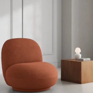 Fotoliu rotativ caramiziu din tesatura boucle North