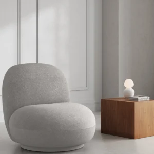 Fotoliu rotativ gri din tesatura boucle North