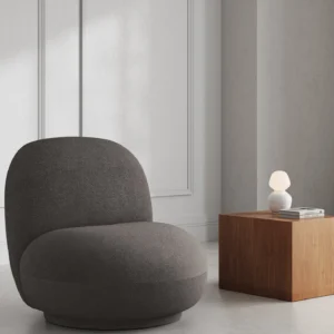 Fotoliu rotativ gri inchis din tesatura boucle North