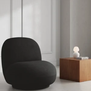 Fotoliu rotativ negru din tesatura boucle North