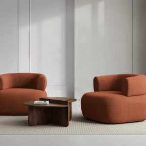 Fotoliu caramiziu din tesatura boucle Jersey