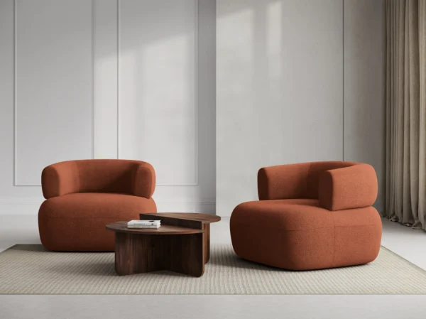 Fotoliu caramiziu din tesatura boucle Jersey - imagine 2