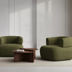 Fotoliu verde din tesatura boucle Jersey