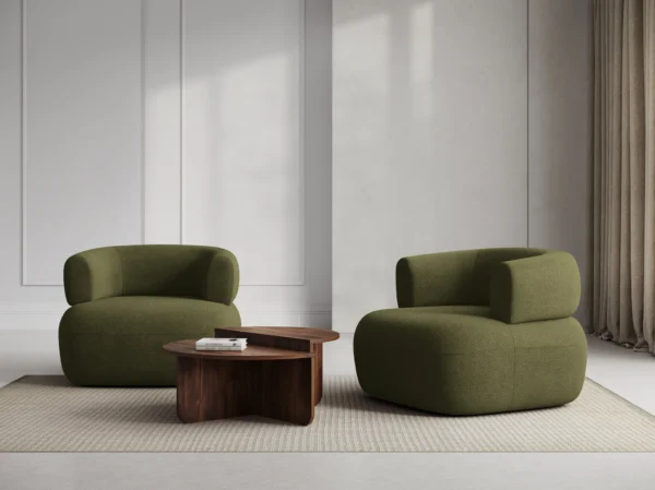 Fotoliu verde din tesatura boucle Jersey - imagine 2