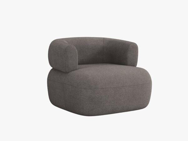 Fotoliu gri din tesatura boucle Jersey - imagine 3