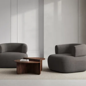 Fotoliu gri din tesatura boucle Jersey