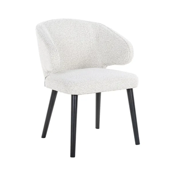 Scaun dining alb din tesatura boucle Indigo