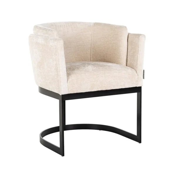 Scaun dining bej alb din tesatura chenille Emerson