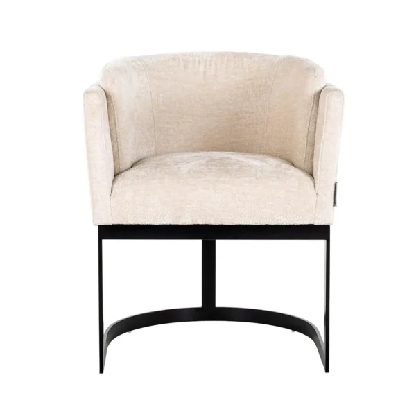 Scaun dining bej alb din tesatura chenille Emerson - imagine 3