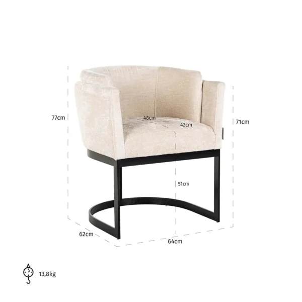 Scaun dining bej alb din tesatura chenille Emerson - imagine 9