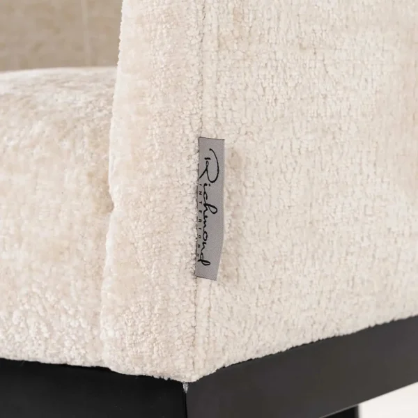 Scaun dining bej alb din tesatura chenille Emerson - imagine 5