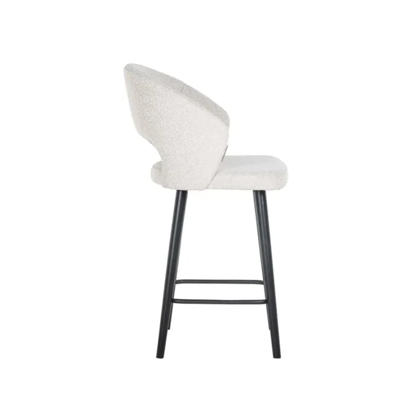 Scaun de bar alb din tesatura boucle Savoy S - imagine 4