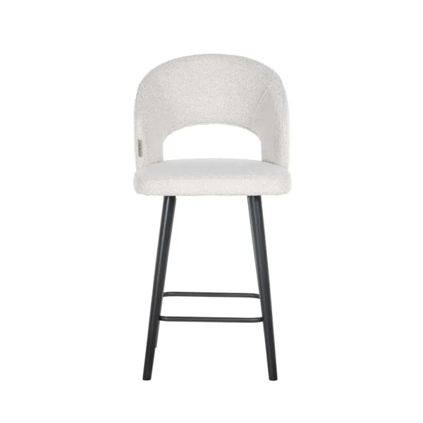 Scaun de bar alb din tesatura boucle Savoy S - imagine 3