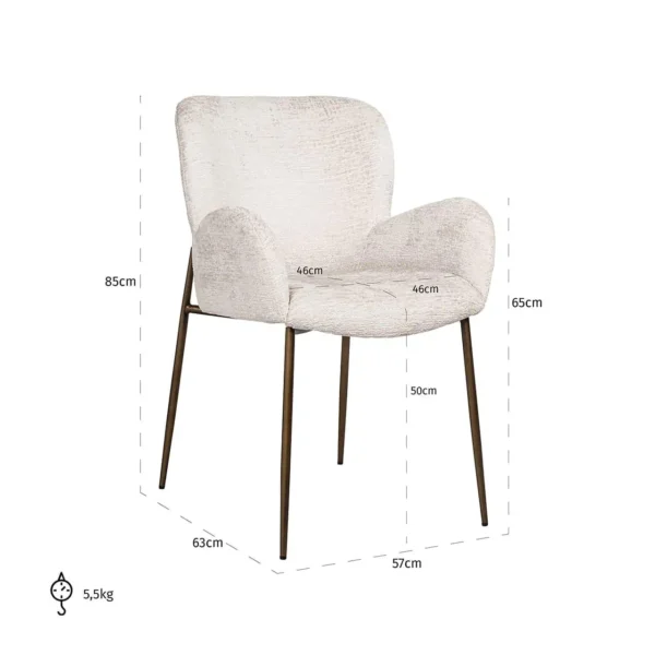 Scaun dining crem/aramiu din tesatura texturata Amber - imagine 10