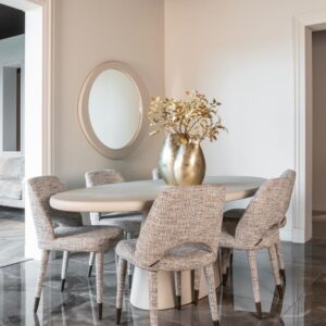 Scaun dining bej din tesatura texturata Cecilia