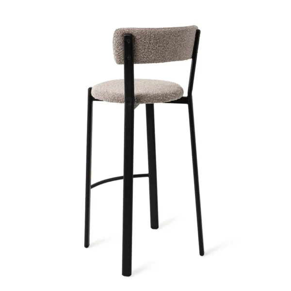 Scaun de bar gri din tesatura boucle Obu L - imagine 4