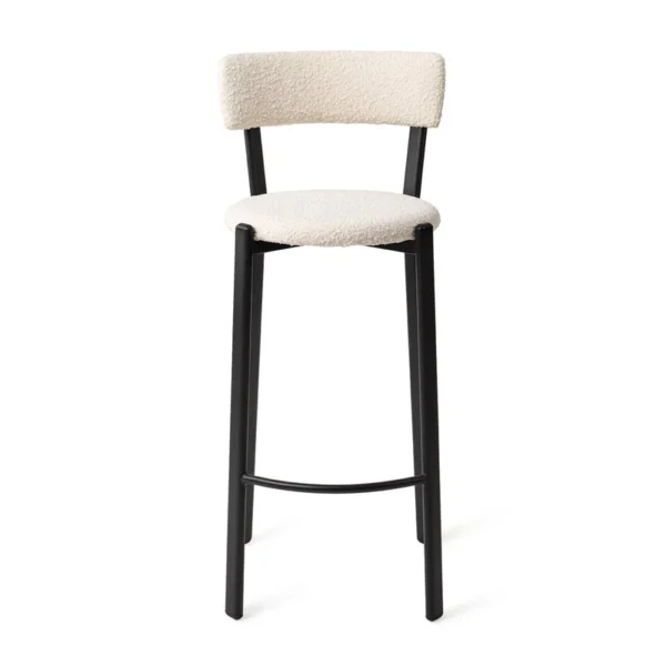 Scaun de bar alb din tesatura boucle Obu L
