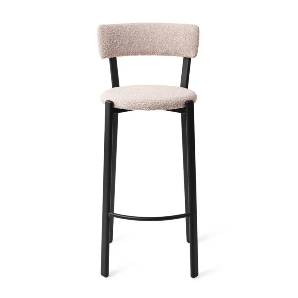 Scaun de bar roz pal din tesatura boucle Obu L